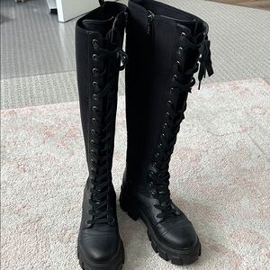 Black Lace-Up Knee-High Boots - Circus brand